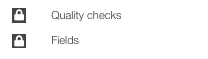 Two tabs showing 'Quality checks' and 'Fields', both displayed with lock icons indicating editor-only access.